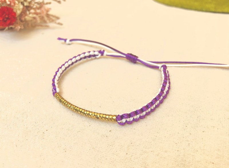 日本雙色黃銅繩編系列 (手環/腳環) - 手鍊/手環 - 防水材質 紫色