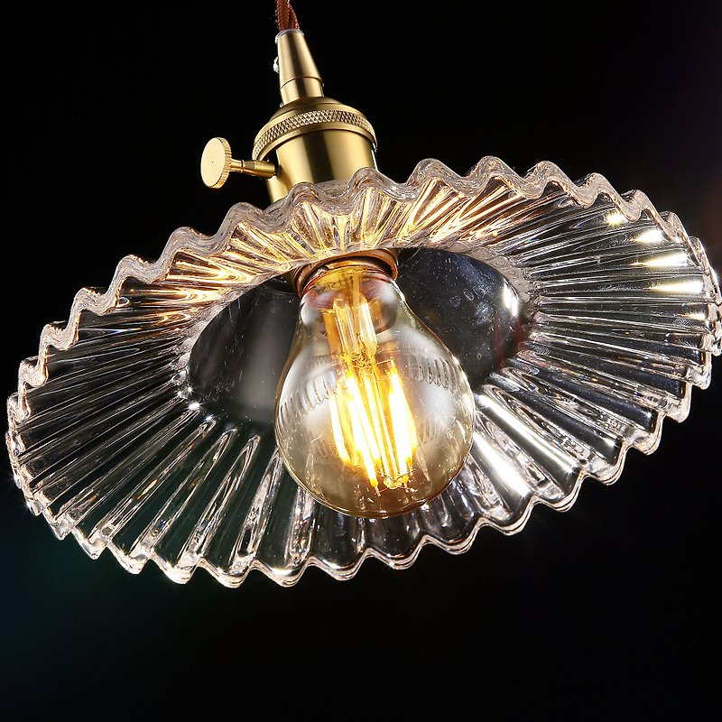 【塵年舊飾】懷舊銅製玻璃吊燈PL-1655附燈泡 - 燈具/燈飾 - 玻璃 透明