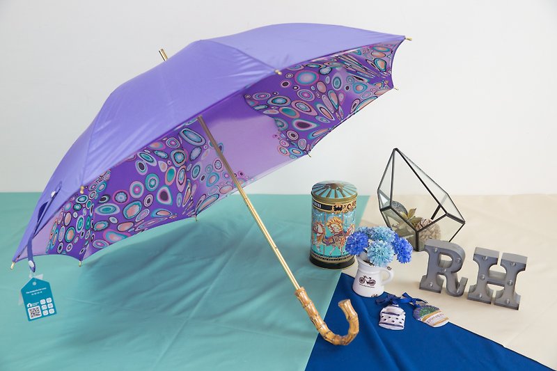 [限量] Rainbow House 手工絲巾陽傘-紫 (不寄送國外) - 雨傘/雨衣 - 防水材質 紫色