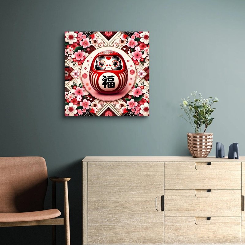 AI Art 日本開運物 達摩不倒翁 福款 藝術微噴無框畫 - 海報/掛畫/掛布 - 聚酯纖維 
