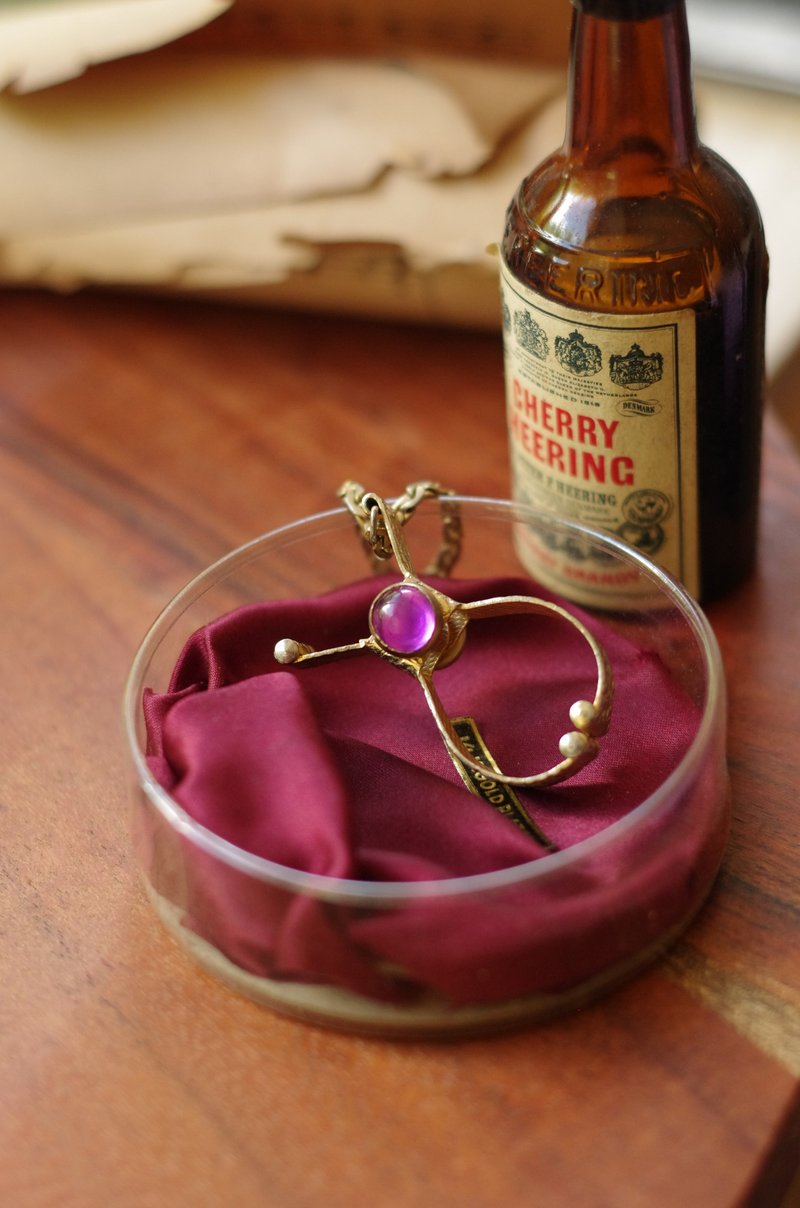 老雜貨鍍14K金 金色紫色手套夾 絲巾夾 吊墜 1950年 紐約 w94 - 擺飾/家飾品 - 塑膠 金色