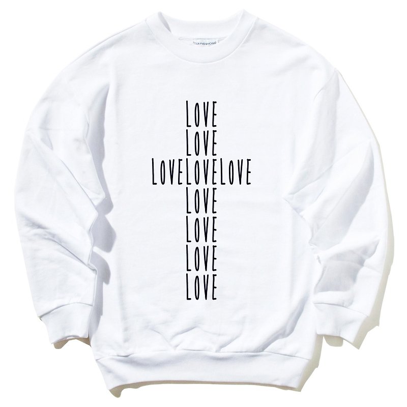 LOVE CROSS white sweatshirt - เสื้อยืดผู้ชาย - ผ้าฝ้าย/ผ้าลินิน ขาว