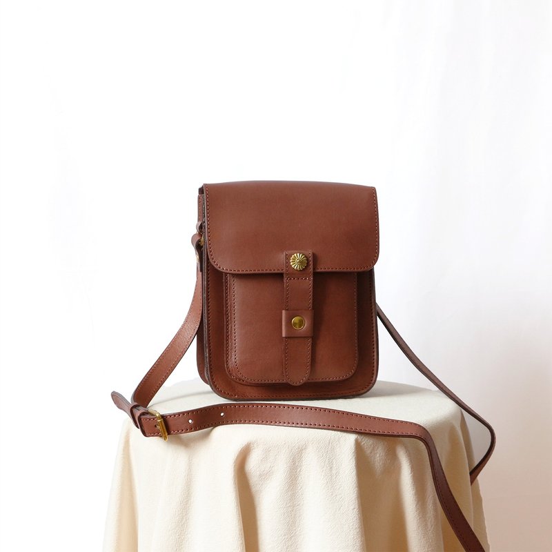 Retro luxury cowhide shoulder bag diagonal pocket - กระเป๋าแมสเซนเจอร์ - หนังแท้ หลากหลายสี