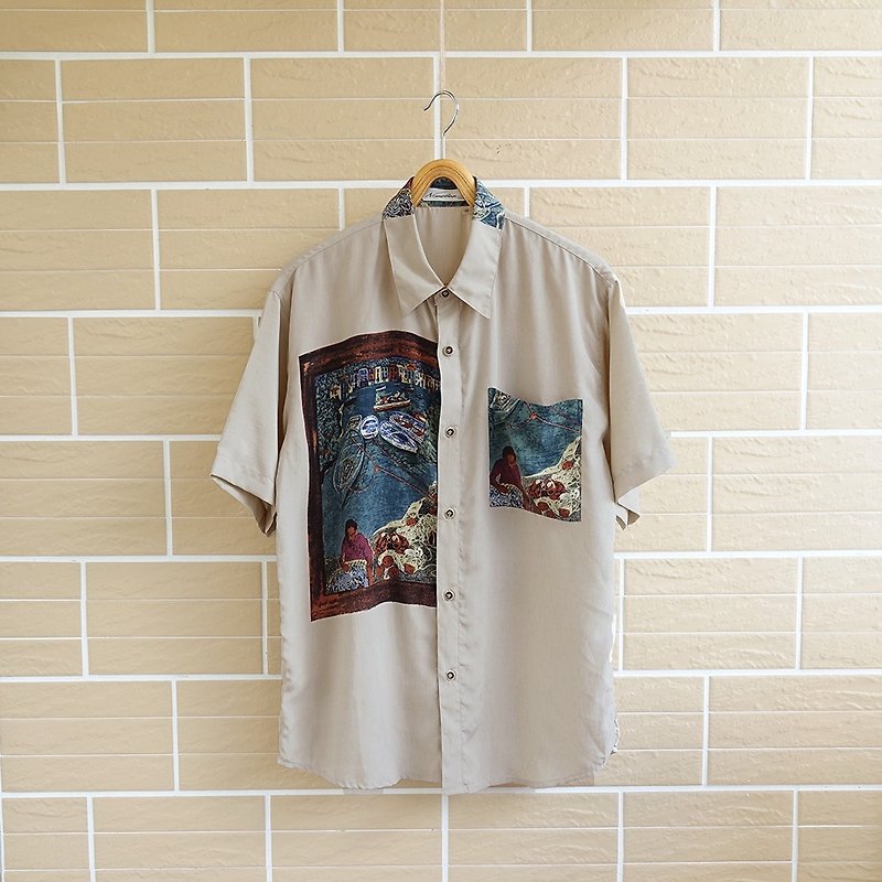 │Slowly │ people like a fish - ancient shirt │ vintage. Retro - Men's Shirts - Other Materials Multicolor