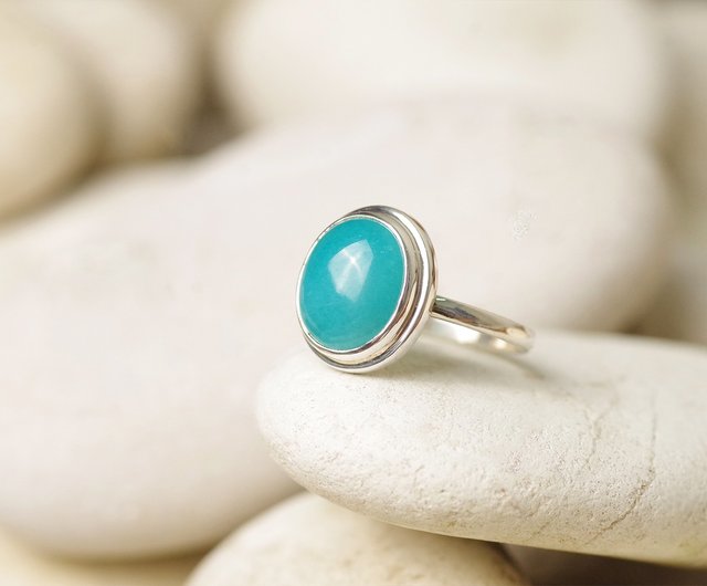 アマゾナイト リング 11号 水色アマゾナイトのシルバーリング サイズ11