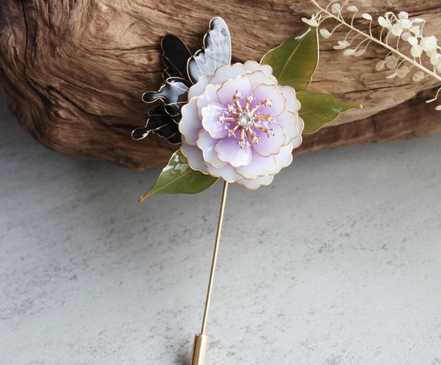 Pink Peony Flower Pin Brooch