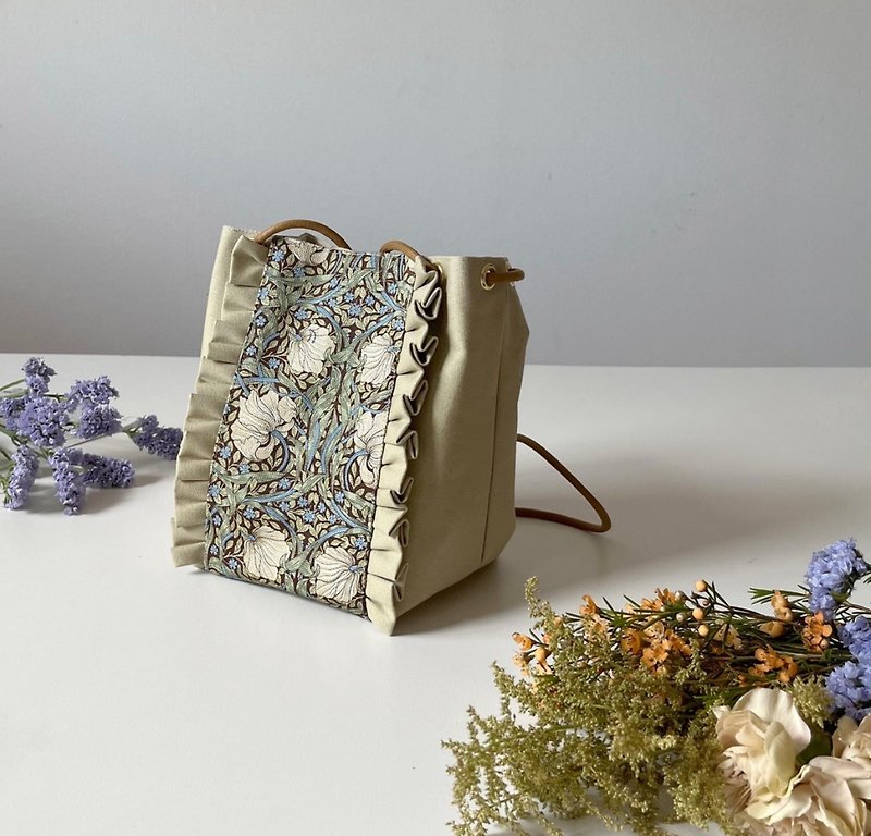 2way canvas mini bag (Morris beige) - Messenger Bags & Sling Bags - Cotton & Hemp Khaki