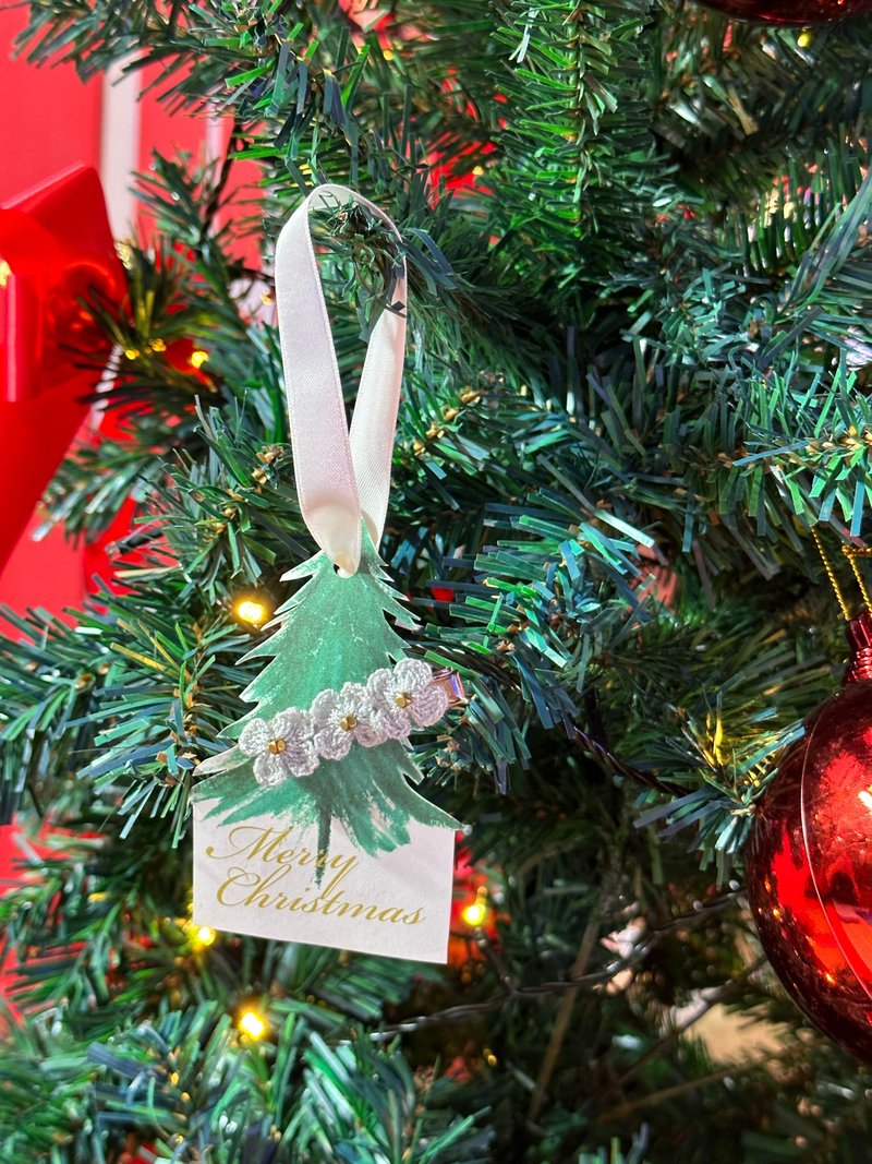 Christmas Tree Ornament Hair clip gift crochet no.12 - 髮圈/髮夾 - 繡線 灰色