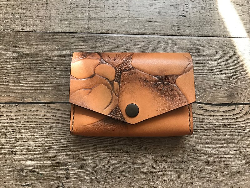 POPO││ Taiwan rock unique crag│. Documents Pouch Leather │ - Card Holders & Cases - Genuine Leather Brown