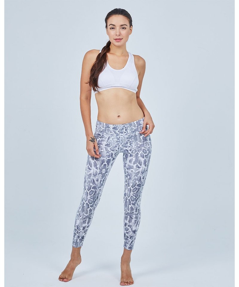 Stretch Leggings Yoga Pants/Grey Snake - Women's Yoga Apparel - Polyester 
