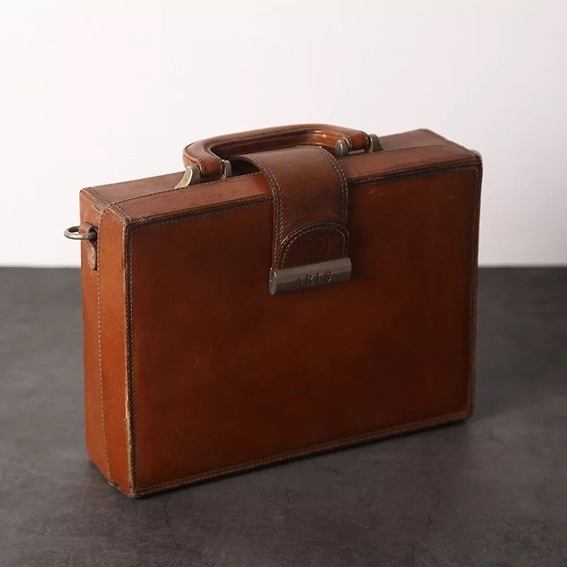 [Time Traveler] vintage antique hand-held handbags [vintage / vintage / gift / Christmas / Valentine's Day] - กระเป๋าถือ - หนังแท้ สีนำ้ตาล