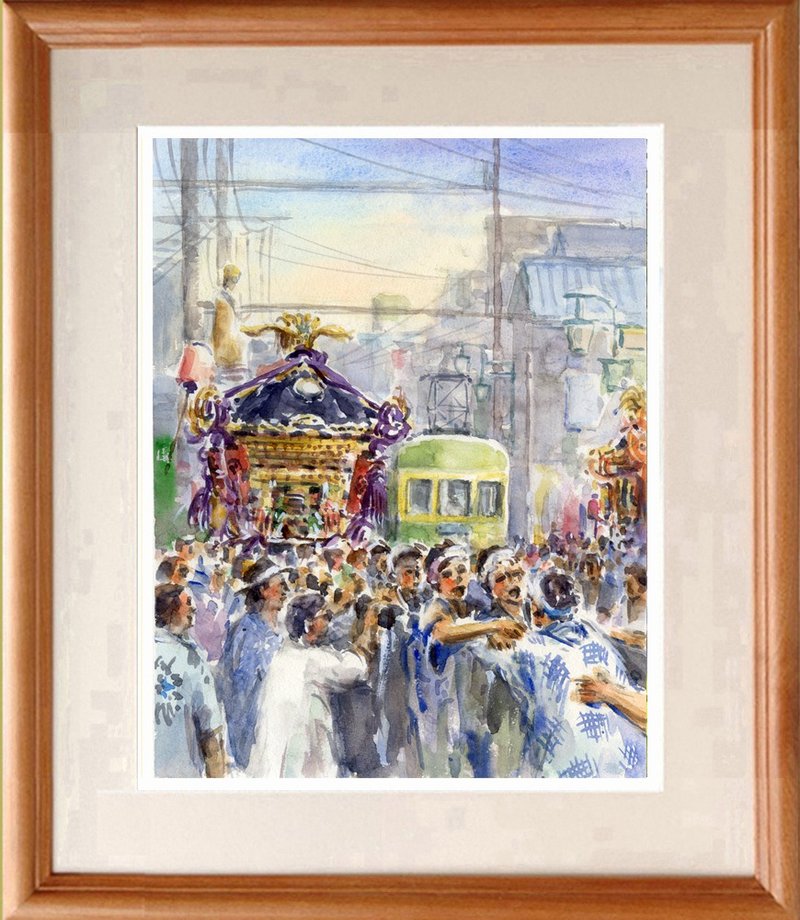 水彩画原画　日本の夏祭り - 海報/掛畫/掛布 - 紙 紫色