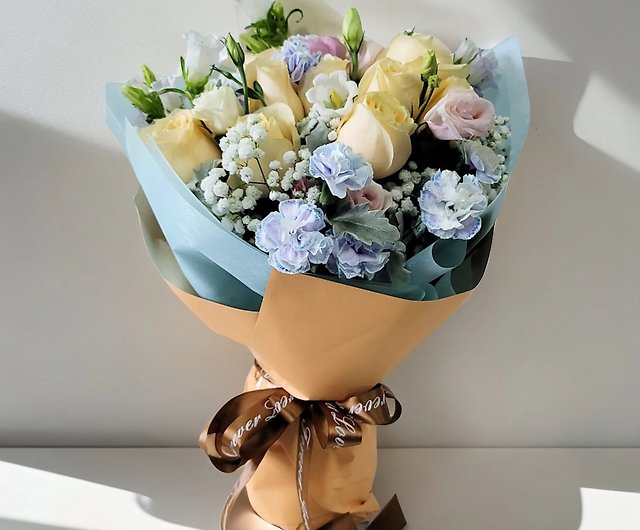 花束（シャンパンローズ、ライラック、バックフラワー12本） GF00182 - ショップ Grand Floral  Gift Shop 観葉植物  - Pinkoi
