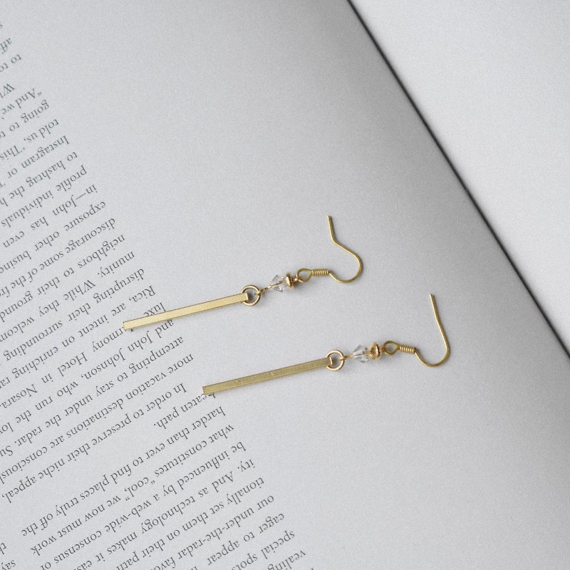ZHU. Handmade earrings | Copper balance (brass / Austrian crystal / ear clip / Christmas gift) - Earrings & Clip-ons - Copper & Brass 