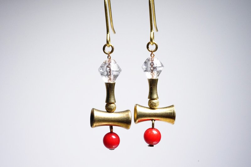 【Kendama】 Ear hook l Clip-On - Earrings & Clip-ons - Semi-Precious Stones Blue