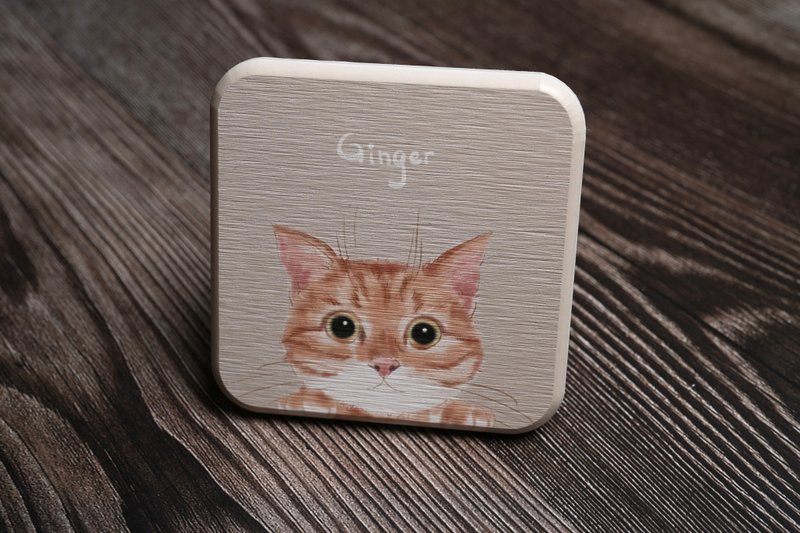 Peek at your coaster series | Orange cat diatomaceous earth coaster - Coasters - Other Materials 