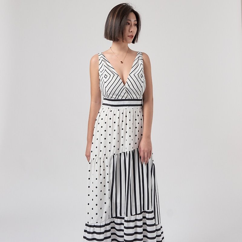 Irregular geometry long dress for vacation! It’s time to take a vacation and go abroad, a must-have dress - One Piece Dresses - Other Man-Made Fibers White