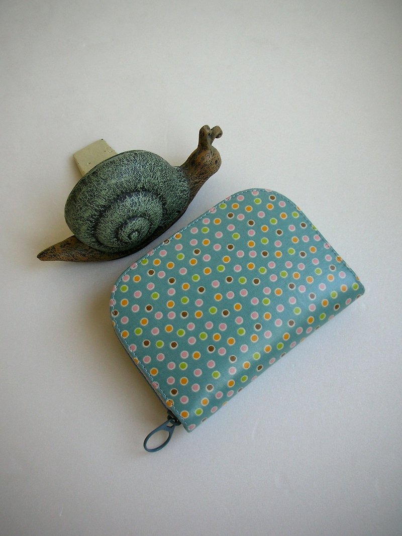 Colorful Bead Bubble Tarp-Cyan Blue-Short Clip/Wallet/Coin Purse/Gift - กระเป๋าสตางค์ - วัสดุกันนำ้ สีน้ำเงิน