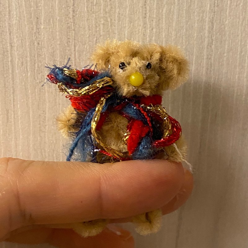 Yellow-nosed bear 5cm bear Brown-hair root twist stick handmade/doll pet doll - อื่นๆ - วัสดุอื่นๆ สีกากี