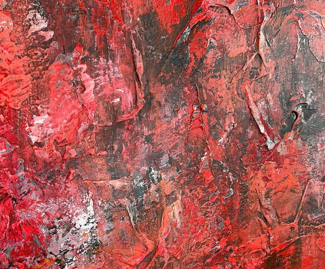 オリジナル赤いアクリル絵画抽象的なカラフルなテクスチャ壁アート現代