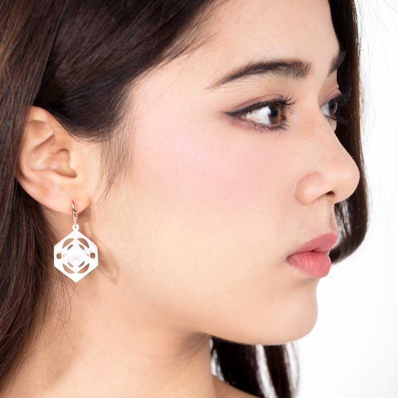 Turner's Cube Earrings (White)  | Scaling Collection - Earrings & Clip-ons - Plastic White