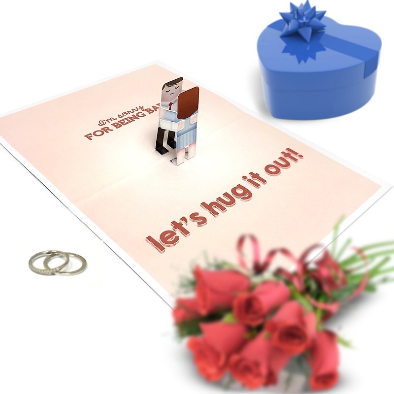 Sorry Hug Card | Sorry Pop Up Card | Romantic Card | Sorry Card - การ์ด/โปสการ์ด - กระดาษ 