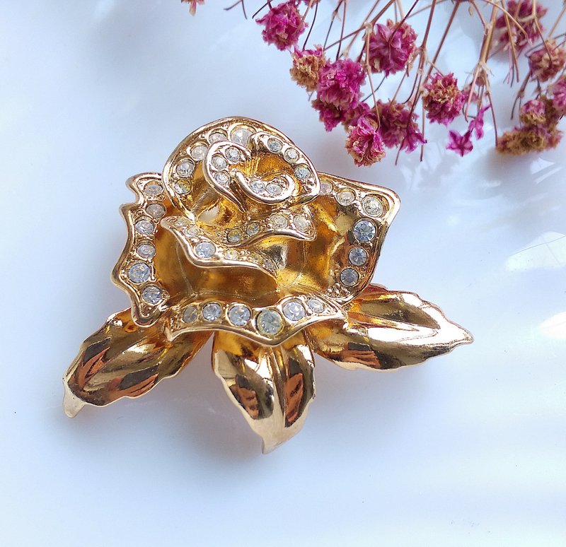 Vintage Jewelry 西洋古董飾品 AVON 1996年 熱情玫瑰 別針 - 徽章/別針 - 其他金屬 金色