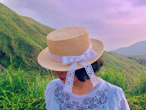 Beach Hats for Women – Natural Grass Womens Sun Hats with Lace Bow