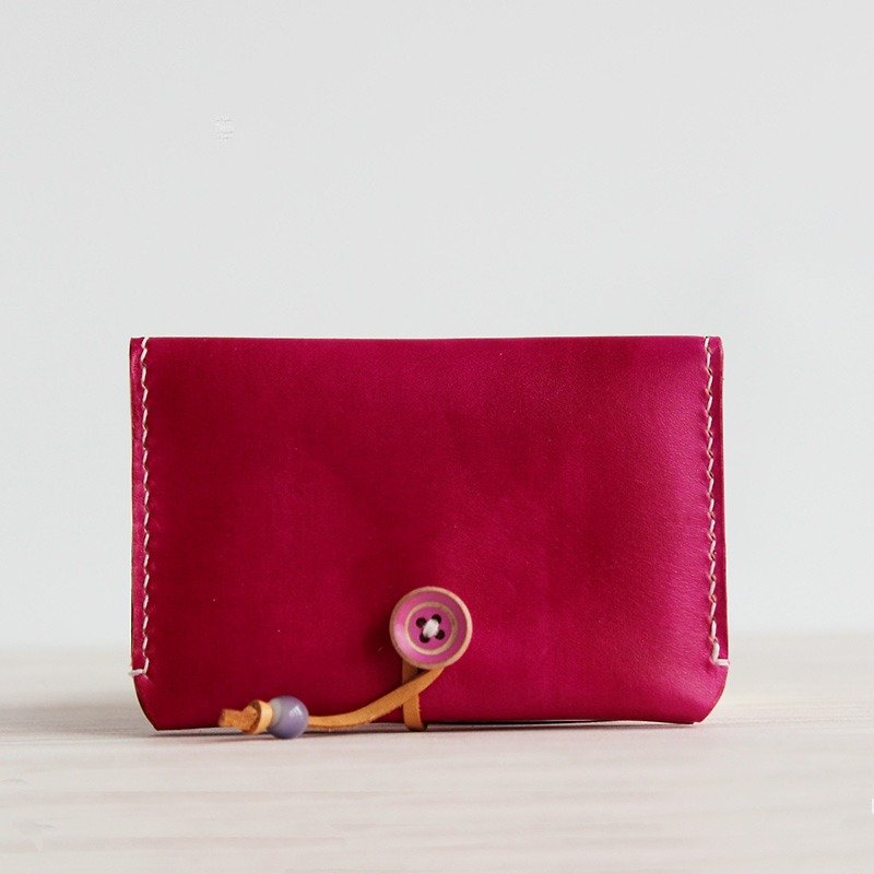 Such as Wei Mei red handmade leather coin purse business card package card package card credit card package free lettering - กระเป๋าใส่เหรียญ - หนังแท้ สีแดง