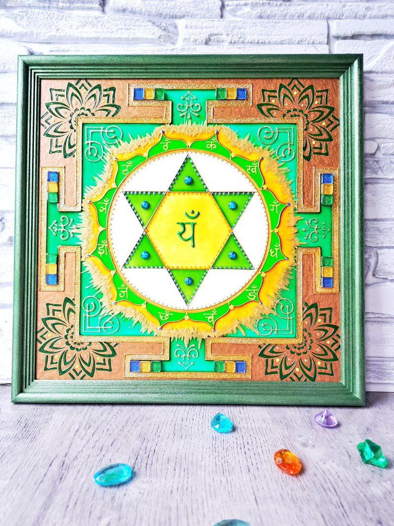 Sri Yantra Anahata Chakra吠陀占星术通电祝福Jyotish Vast - 壁貼/牆壁裝飾 - 玻璃 綠色