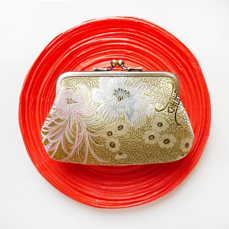 Mrs. Mei Shan:: Inside black gold bun mother bag / coin purse [Made in Taiwan] - กระเป๋าใส่เหรียญ - โลหะ สีทอง
