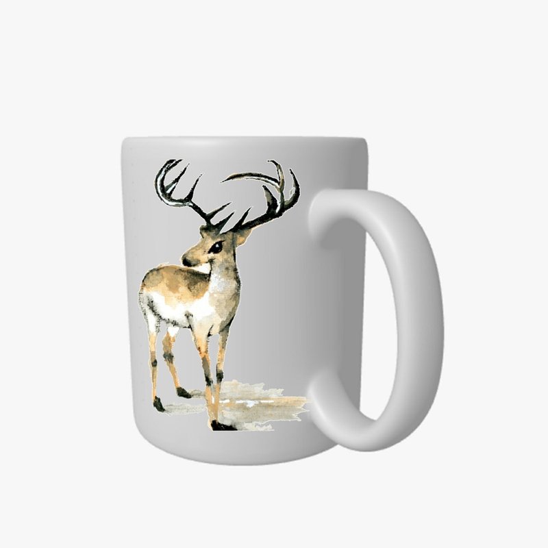 Hand-painted creative Bambit deer mug - เฟอร์นิเจอร์อื่น ๆ - วัสดุกันนำ้ ขาว