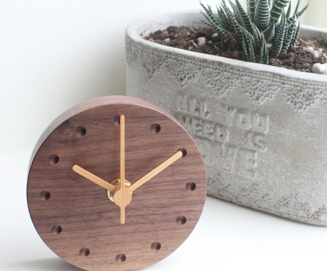 Clock 10 Black Walnut Wood Absorbable Wall Mounted Desk No Alarm Taiwan Limited Hand Made Tik á Design Studio Clocks I Clock 10 Black Walnut Wood Absorbable, Wall Mounted Alarm Clock