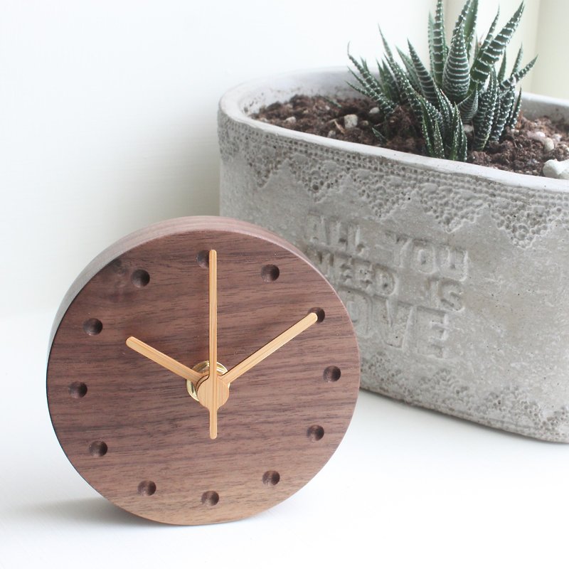CLOCK_10 black walnut adsorbable wall-mounted desk clock (without alarm clock) Taiwan limited handmade - Clocks - Wood Brown