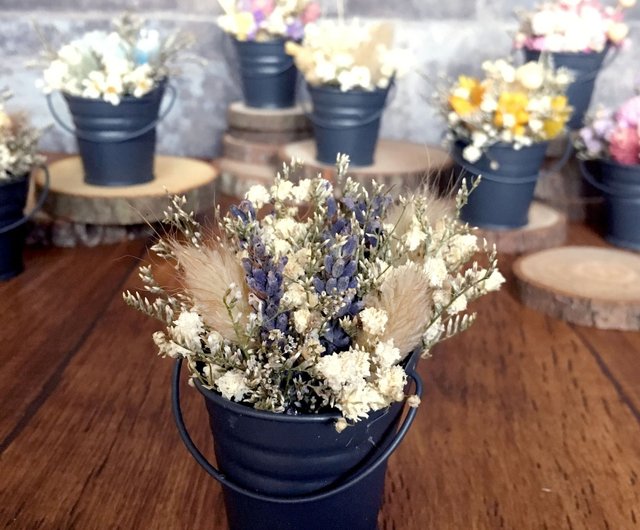 ミニ鉢植えの花 ミニ鉄製のバケツ小さな鉢植えの花 ドライフラワー 机の上の小さな風景 ショップ Loiseaubleu Fleur 観葉植物 Pinkoi