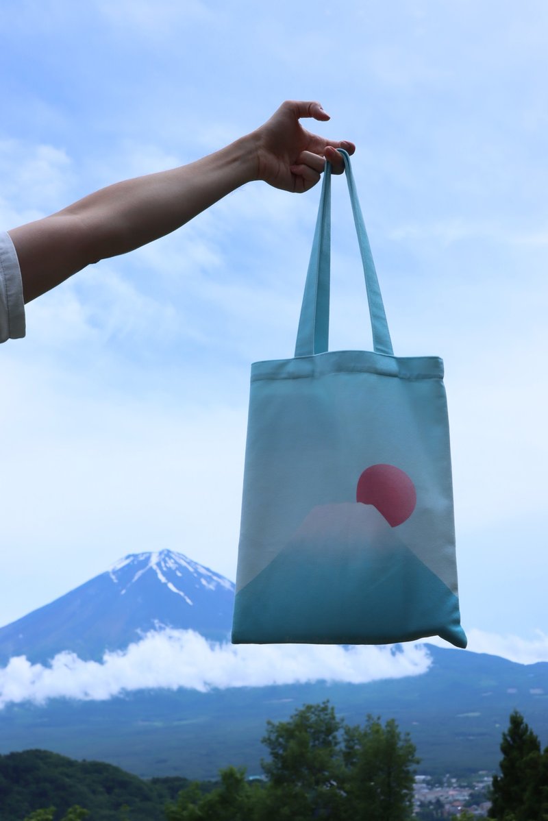 Mount Fuji cloth bag/two colors - Handbags & Totes - Cotton & Hemp Blue