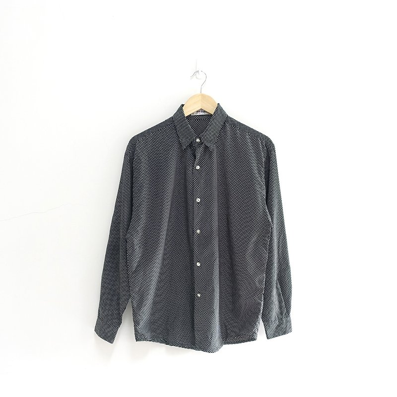 │Slowly | mysterious little bit - vintage shirt │ vintage. Vintage - เสื้อเชิ้ตผู้ชาย - เส้นใยสังเคราะห์ สีดำ