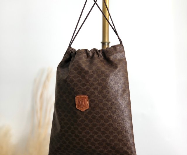 【廃盤】 CELINE 巾着 マカダム ブラゾン バッグ ポーチ付 CELINE 極 美品 セリーヌ ヴィンテージ マカダム ブラゾン 柄