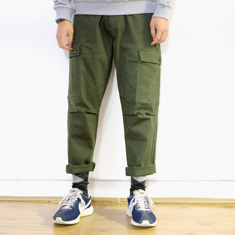 Wide Cargo Pants/Simple/Plain/Couple Clothes - Men's Pants - Cotton & Hemp Black