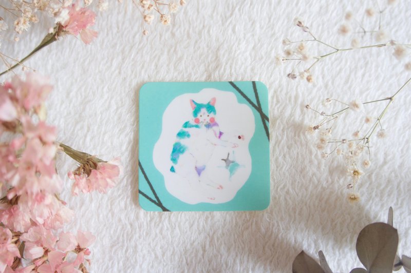 チョコミントねこステッカー - 貼紙 - 紙 