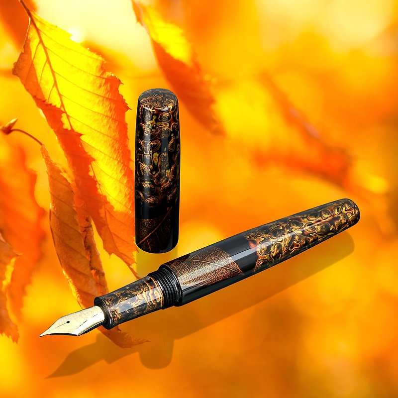 【CYPRESS–Kawari-nuri- Golden leaf rubbing】 - Fountain Pens - Other Materials Orange