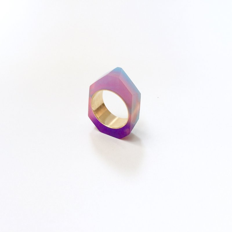 PRISMリング　ゴールド・パープル - 戒指 - 樹脂 紫色
