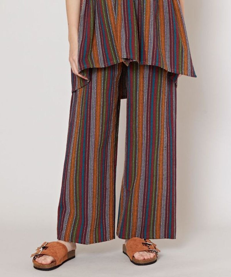[Hot pre-order] Nepalese cotton retro striped straight-leg pants women's version (3 colors) NWW-3102 - Women's Pants - Cotton & Hemp Multicolor