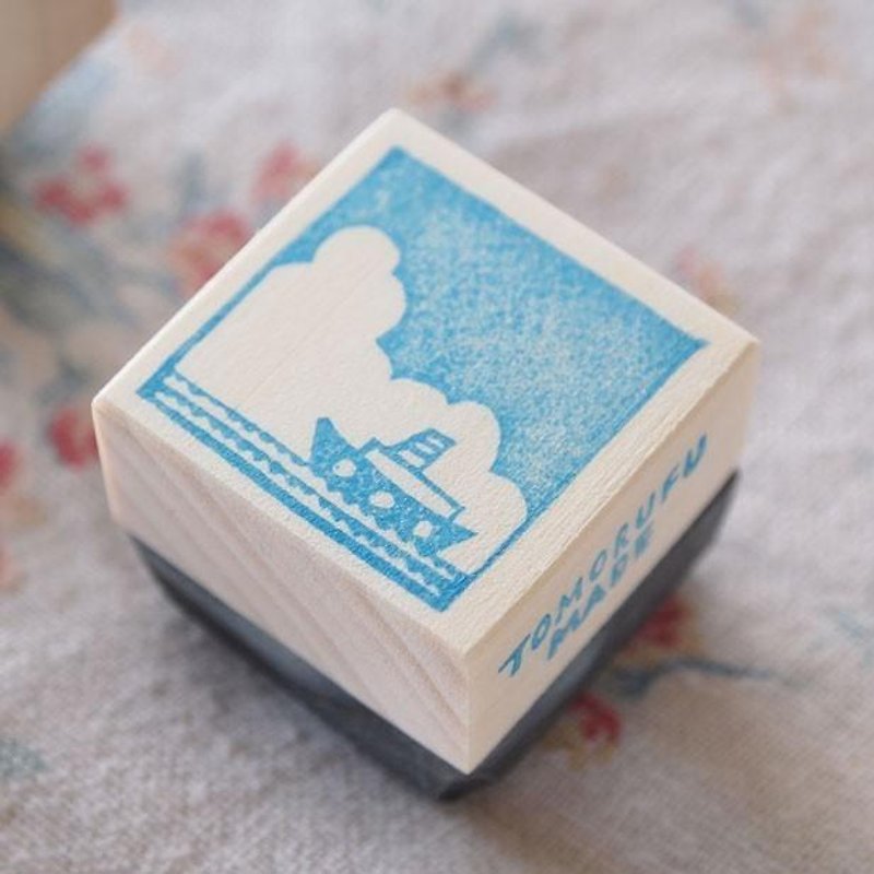 stamp made of eraser　SHIP - Stamps & Stamp Pads - Wood Blue