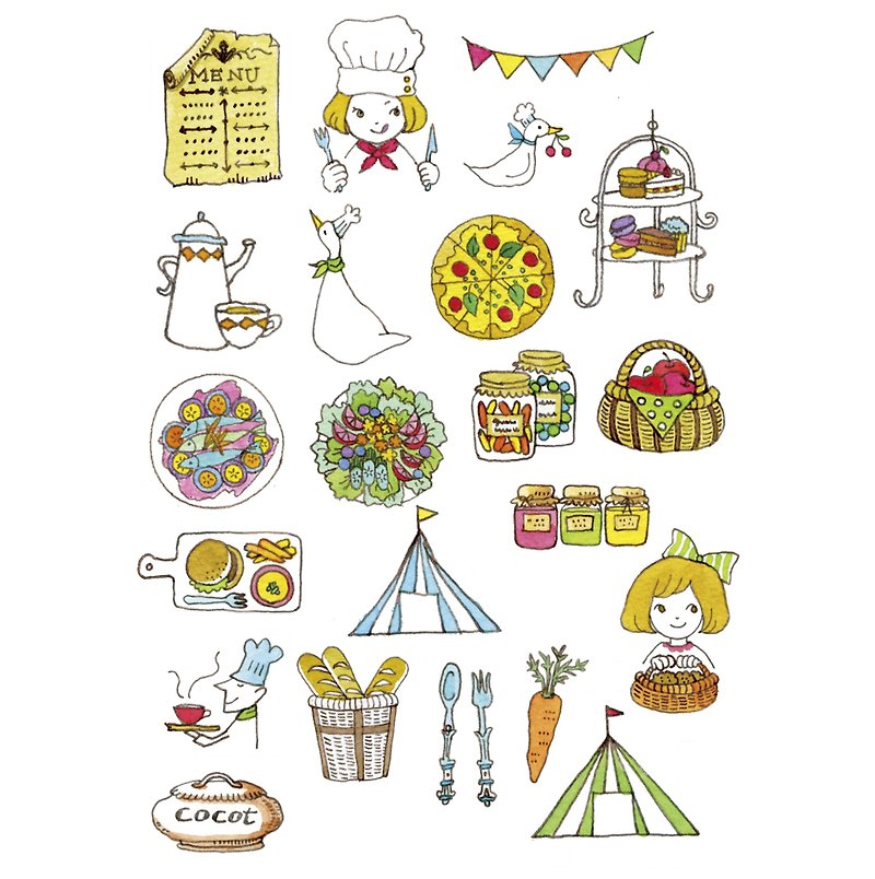 Outdoors cafe sticker (22 peaces) - Stickers - Paper 