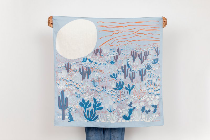 Arizona Sunrise - 絲巾 - 棉．麻 藍色