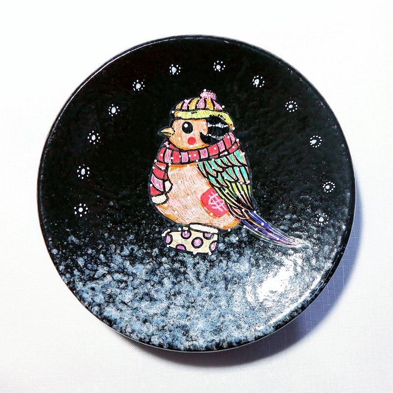 療癒陶瓷手繪盤 - 聖誕小啾(14cm) - 花瓶/陶器 - 陶 紅色