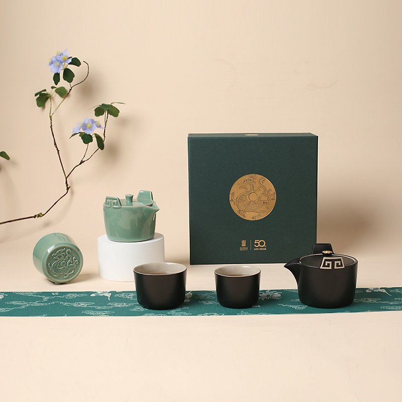 【ルーバオ・ロハス】雲龍茶セットはポット1個、カップ2個、2色展開 - 急須・ティーカップ - 陶器 