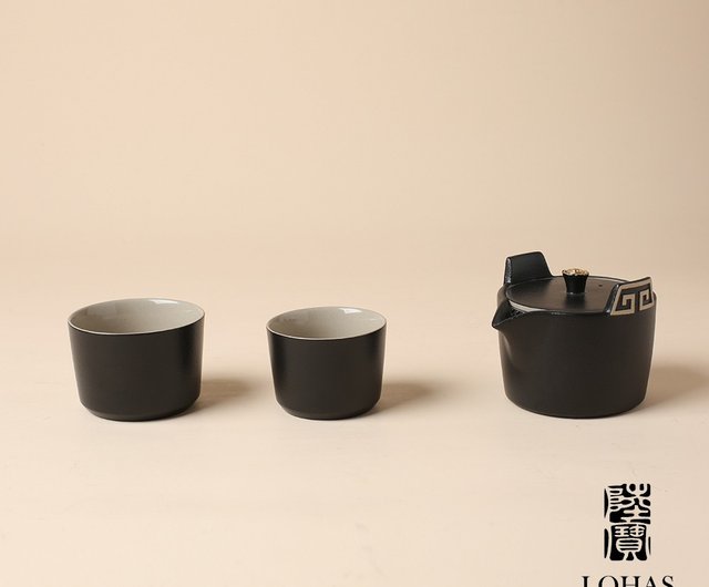 ルーバオ・ロハス】雲龍茶セットはポット1個、カップ2個、2色展開 - ショップ 陸宝（Lohas Pottery） 急須・ティーカップ - Pinkoi