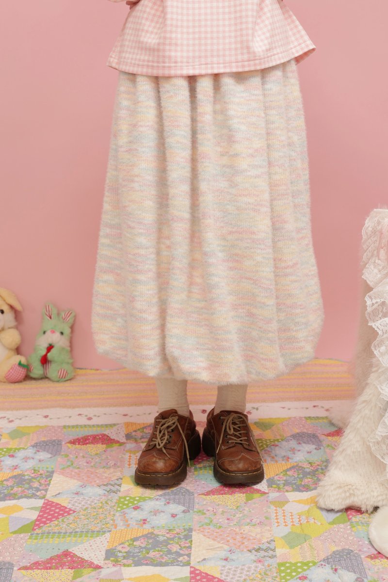 Sweet girly rainbow plush knitted bud skirt - กระโปรง - วัสดุอื่นๆ หลากหลายสี